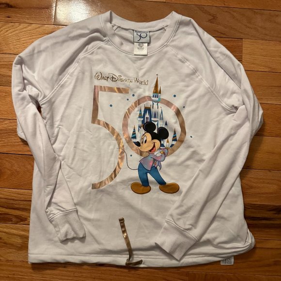 Disney Tops - Walt Disney World 50th Anniversary Mickey Crop Cinch Waist Shirt M